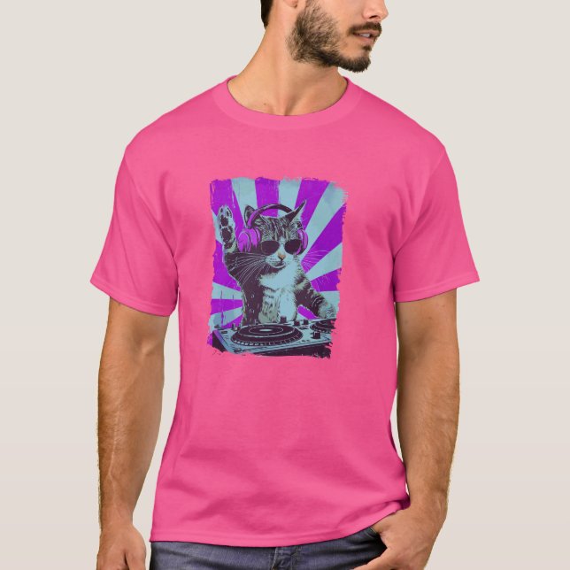 Camiseta DJ Cat Disco Funny Sound Tech Techno Mus (Frente)