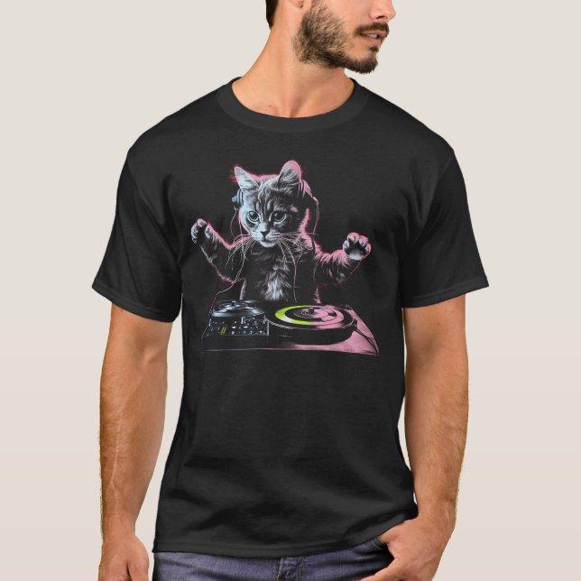 Camiseta DJ Cat Funny DJ Equipment Drawer Cute Cat Women Me (Frente)