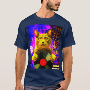 Camiseta Dj Cat No Synthesizer No Registro De Vinilo No Esp