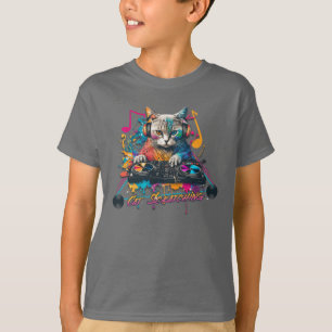 Camiseta Dj Cat Scratching Record Music Design