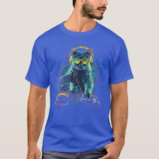 Camiseta DJ Cat Splash House Music Beatmaker EDM DJ de mesa