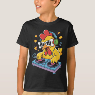 Camiseta Dj Chicken Girando Música Diversão Vibrações