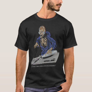Camiseta DJ de Halloween Esqueleto Zumbi
