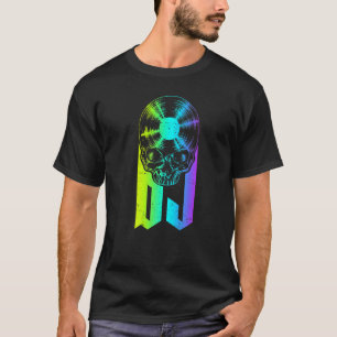 Camiseta Dj Disco Jockey Vinyl Record Music Gothic Skull Lp