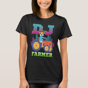 Camiseta Dj Fazendeiro Gato Fazenda Dirigindo Trator Música