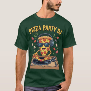 Camiseta DJ Festa de Pizza Fatia de Desenho Engraçado