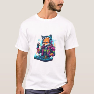 Camiseta DJ Fox Cartoon Cool White Tshirt For Men | Adults
