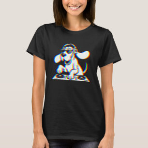 Camiseta DJ Glitch Rave EDM Música Festa do Sabueso Diverti