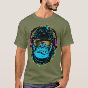 Camiseta Dj Gorilla Sunglass Fones de ouvido Música