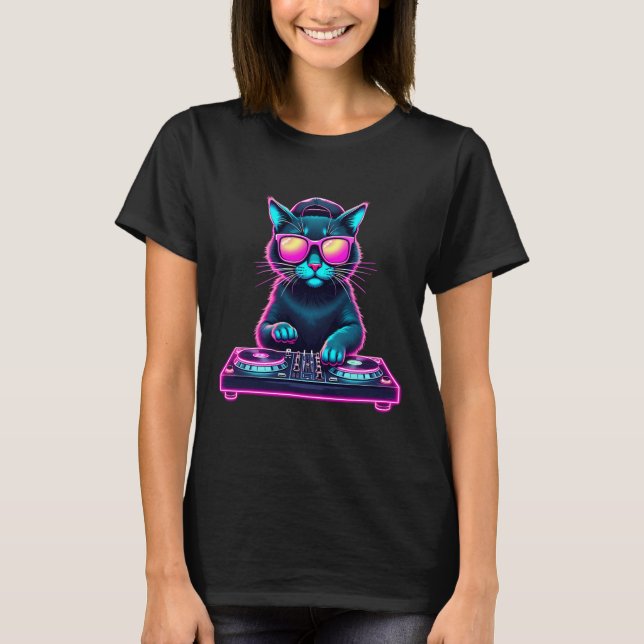 Camiseta Dj House Cat Rainbow Dj Cat Gatinho (Frente)