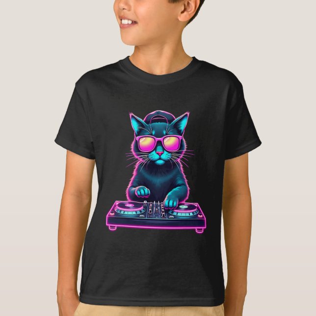 Camiseta Dj House Cat Rainbow Dj Cat Gatinho (Frente)