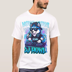 Camiseta DJ Howl Husky – Amante de Música de Cachorro Engra