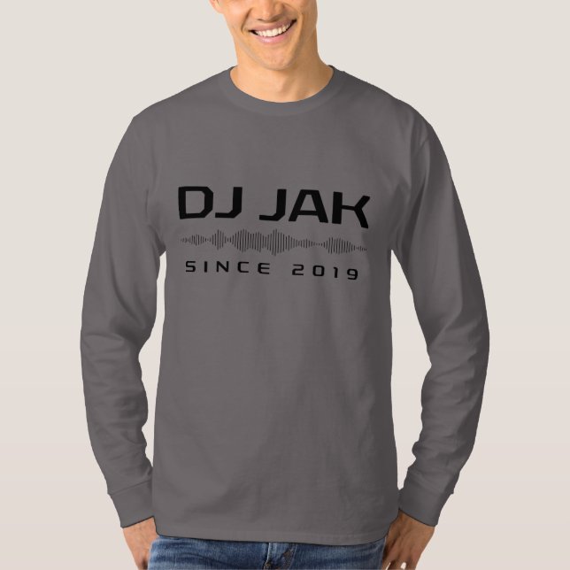 Camiseta DJ JAK Cinza De Fumaça Onda Sonora Leve Teto (Frente)