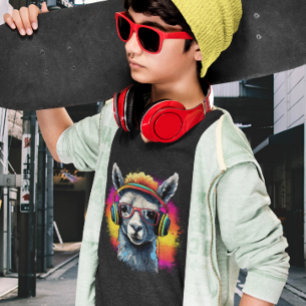 Camiseta DJ Llama Legal com Fones de Ouvido