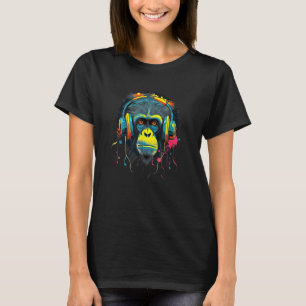 Camiseta DJ Macaco com Fones de Ouvido  Música Deejay Disc 