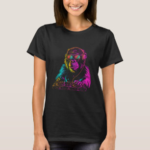 Camiseta DJ Monkey Beatmaker Música de Dança Prato DJ Monke