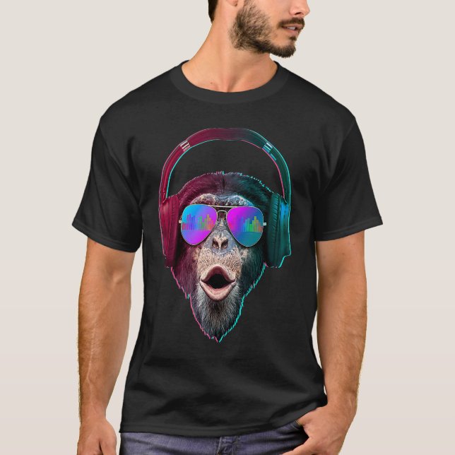 Camiseta DJ Monkey Disc Jockey Música Rave (Frente)