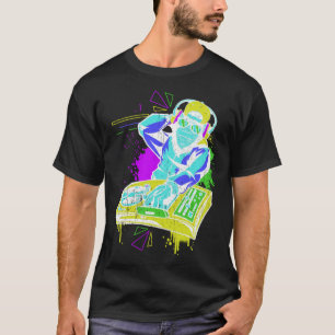 Camiseta DJ Monkey Music Party Diversão Óculos escuros Dive