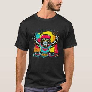 Camiseta DJ Monkey Music Party Divertimento Óculos de sol C