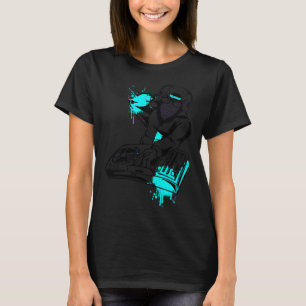 Camiseta DJ Monkey Music Party Divertimento Óculos de sol D