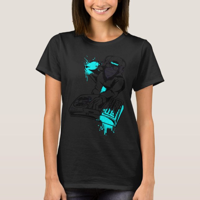 Camiseta DJ Monkey Music Party Divertimento Óculos de sol D (Frente)