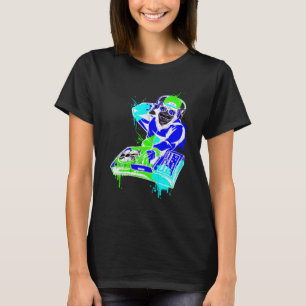 Camiseta DJ Monkey Music Party Divertimento Óculos de sol D