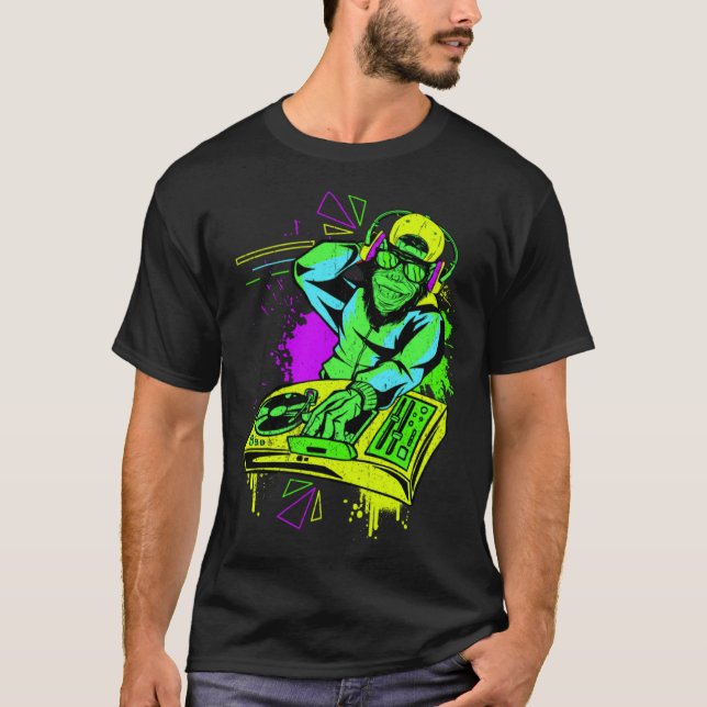 Camiseta DJ Monkey Music Party Fun Sunglasses Dance Party M (Frente)