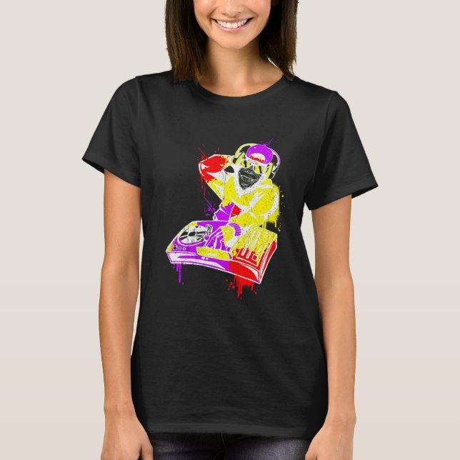 Camiseta DJ Monkey Music Party Fun Sunglasses Fun Dancing C (Frente)