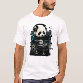 Camiseta Dj Panda Com Música De Fones de ouvido