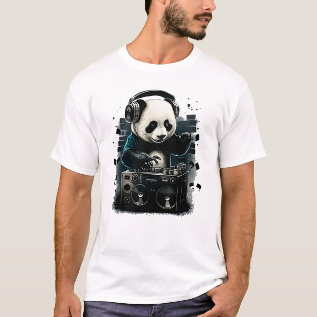 Camiseta Dj Panda Com Música De Fones de ouvido (Frente)