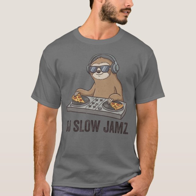 Camiseta DJ Slow Jamz Funny Sloth Cartoon (Frente)