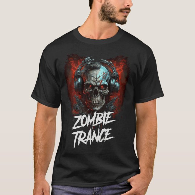 Camiseta Dj techno de caveira zombie (Frente)