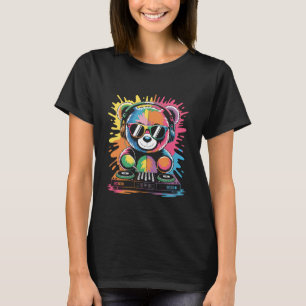 Camiseta DJ Teddybear nos toca-discos Sintetizador EDM Rave