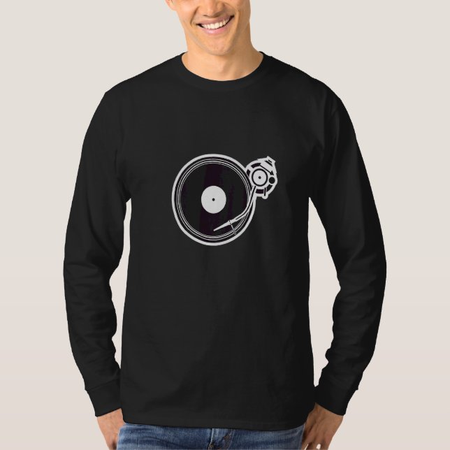 Camiseta Dj Turntable Com Stylus E Gráfico De Agulha (Frente)