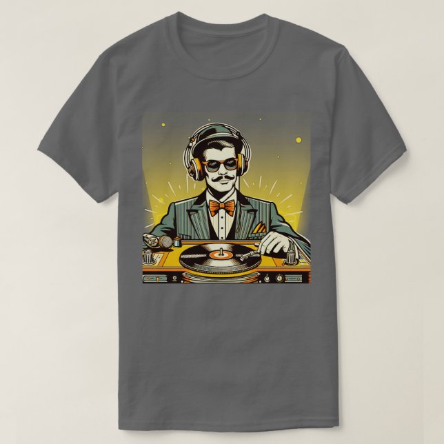 Camiseta DJ Vintage Retro Msica Hombres Mujeres (Frente do Design)