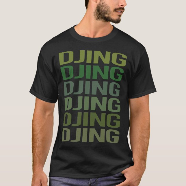 Camiseta Djay DJ Disk Jockey de Texto Verde (Frente)