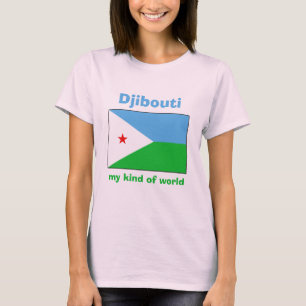 Camiseta Djibouti Bandeira + Mapa + Texto