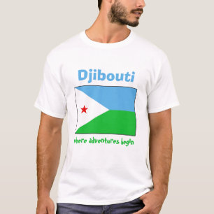 Camiseta Djibouti Bandeira + Mapa + Texto