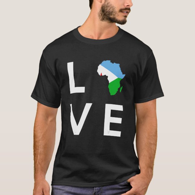 Camiseta Djibouti Flag Love Africa Continent Silhouette Dji (Frente)