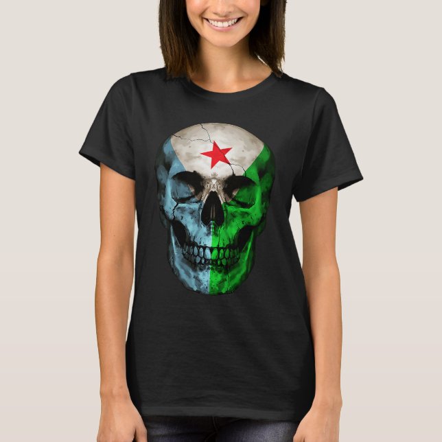 Camiseta Djibouti Flag Skull Djibouti Roots Proud Patriotic (Frente)