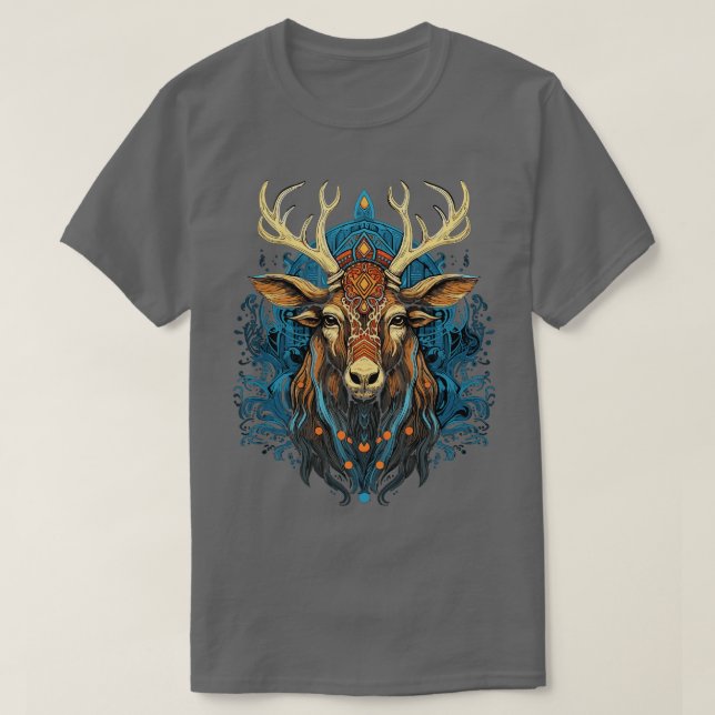 Camiseta DMT Art Psychedelic Reindeer (Frente do Design)