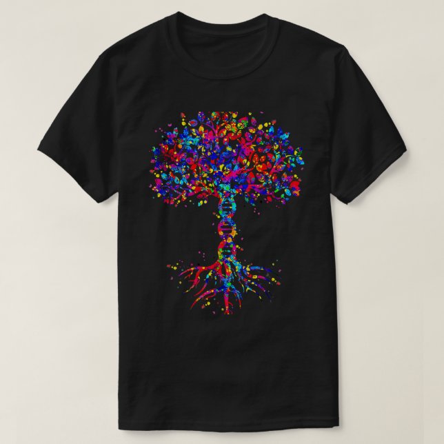 Camiseta DNA Árvore Vida Aquarela Genética Biologista Ciênc (Frente do Design)
