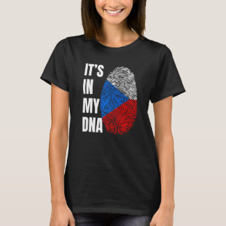 Camiseta DNA de Impressão Digital Biometria Bandeira Checa