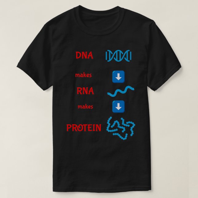 Camiseta DNA Faz RNA Produz Proteína Biologia Celular (Frente do Design)