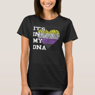 Camiseta DNA Marca de Polegar Coração Não Binário Bandeira