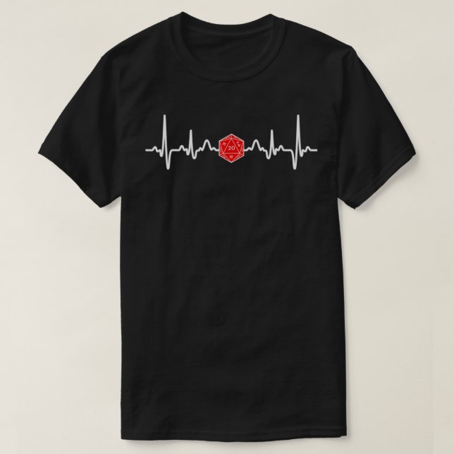 Camiseta DND RPG Heartbeat Dungeon GM Fantasy Game Lover D2 (Frente do Design)