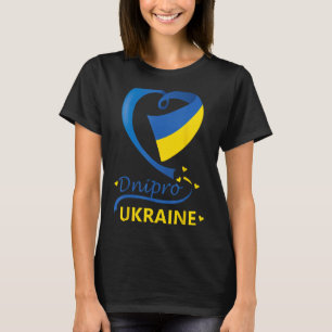 Camiseta Dnipro Ucrânia National Flag Heart Crest