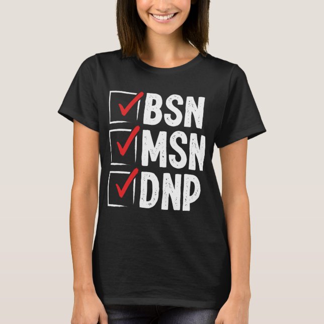 Camiseta DNP Doutor MSN BSN DNP Enfermeira Diploma DNP (Frente)