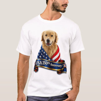 Camiseta do 250º Aniversário do EUA do Golden Retr