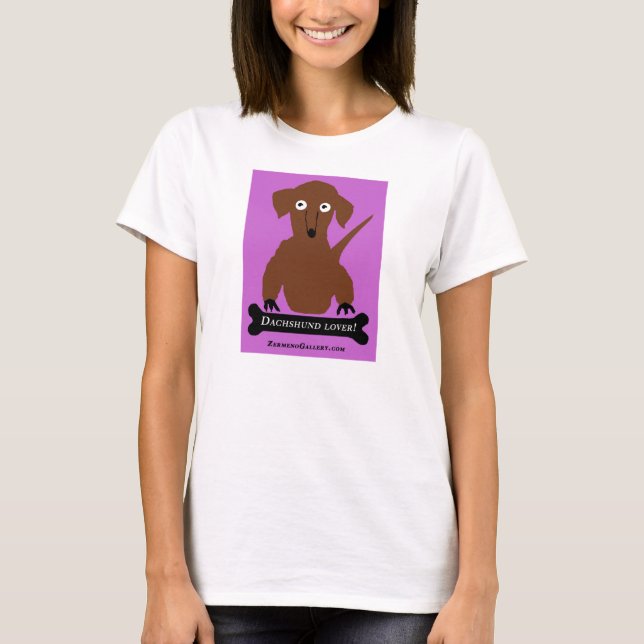Camiseta Do "amante Dachshund" no rosa (Frente)